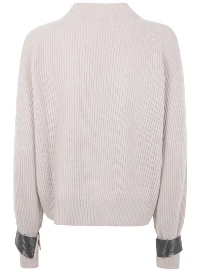 Brunello Cucinelli Women Monile Cuffs Sweater In Neutral