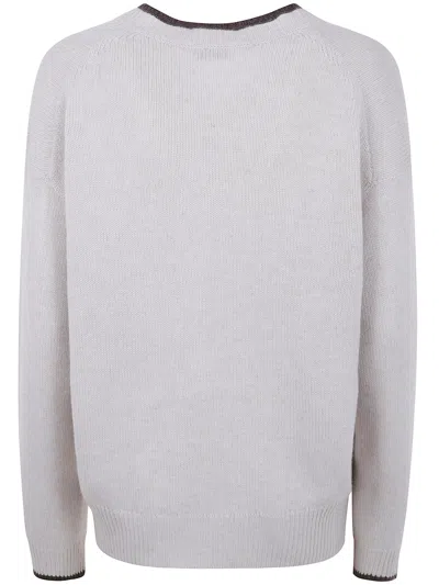 Brunello Cucinelli Cashmere V Neck Sweater Clothing In White