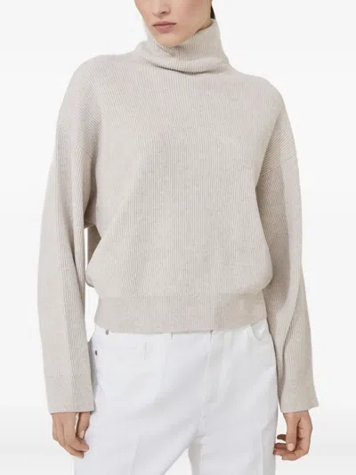 Brunello Cucinelli Women English Rib Turtle-neck Sweater In Neutral