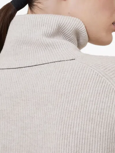 Brunello Cucinelli Women English Rib Turtle-neck Sweater In Neutral