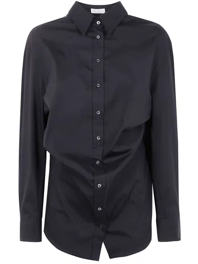 Brunello Cucinelli Button-down Draped Shirt In Blue