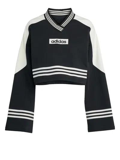 Adidas Originals Adidas Logo Cotton Blend Crop Sweatshirt