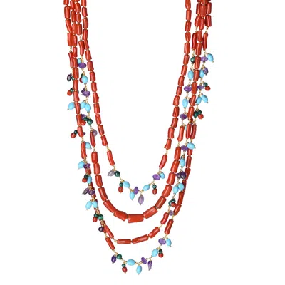 Nivy Multifile Necklace In Coral Woman  Tracy Oarp0641-g