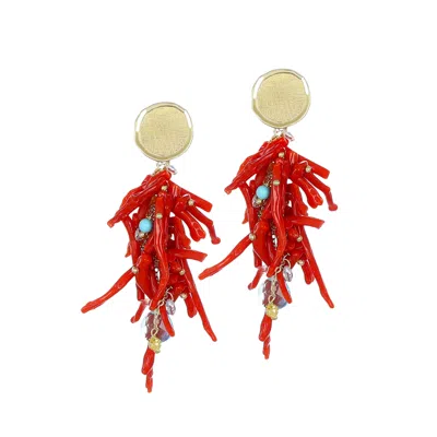 Nivy Earrings With Real Coral Branches Woman  Coral Oarp0532-g