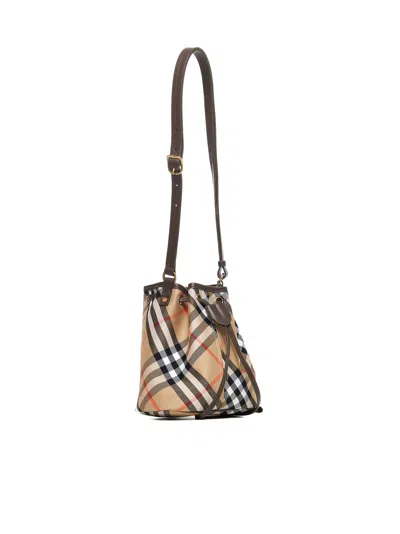 Burberry Women Check Canvas Mini Bucket Bag