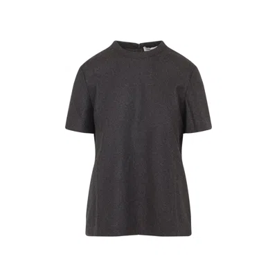 Carven Crewneck Zipped T-shirt In Gray
