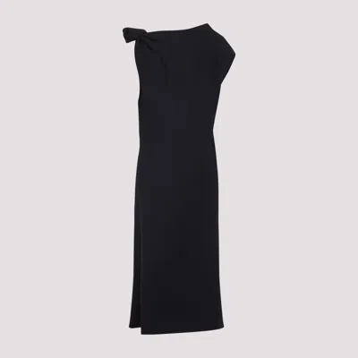 Carven Draped One-shoulder Midi Dress In Black
