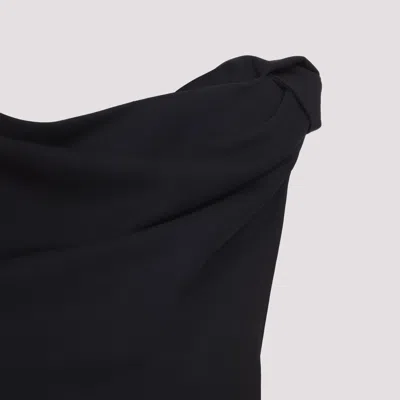 Carven Draped One-shoulder Midi Dress In Black