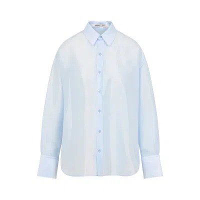 Carven Logo Embroidered Buttoned Shirt In Blue