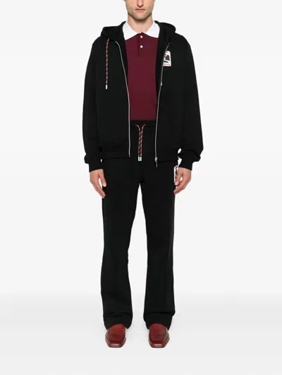 Casablanca Men "sunset Valley" Rubber Patch Open Hem Jogger In Black