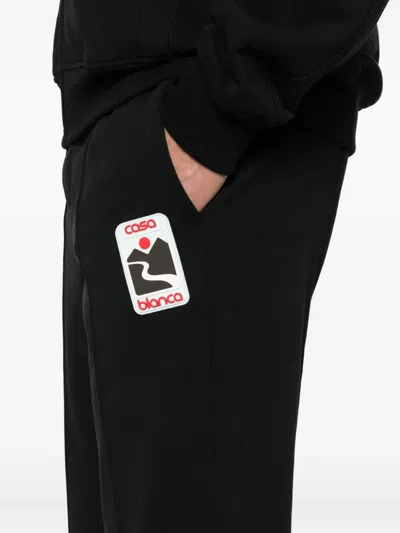 Casablanca Men "sunset Valley" Rubber Patch Open Hem Jogger In Black