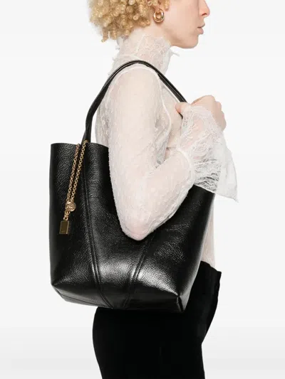 Chloé Small Spin Tote In Grained Leather Bags In Black