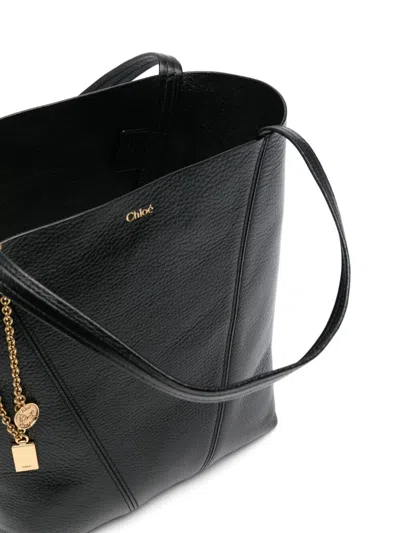 Chloé Small Spin Tote In Grained Leather Bags In Black