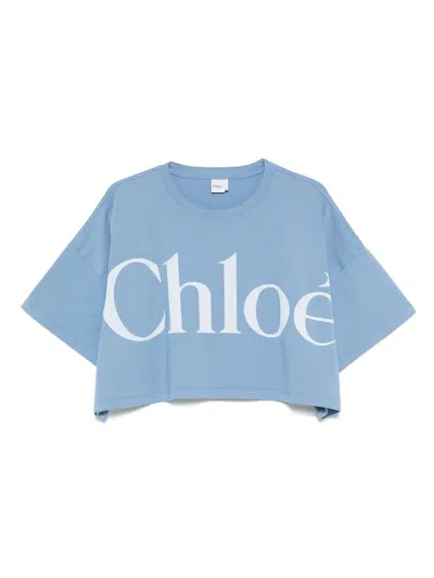 Chloé Oversize Signature Logo Crop Graphic T-shirt