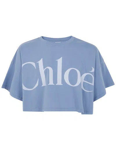 Chloé Oversize Signature Logo Crop Graphic T-shirt