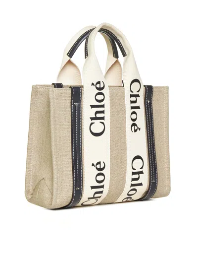 Chloé Women Small Woody Linen Tote Bag