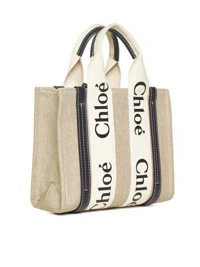Chloé Women Small Woody Linen Tote Bag