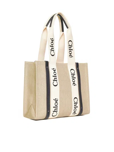 Chloé Women Woody Linen Tote Bag
