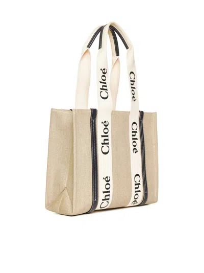 Chloé Women Woody Linen Tote Bag