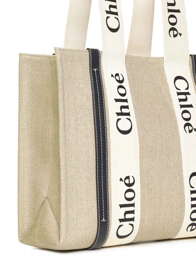 Chloé Women Woody Linen Tote Bag