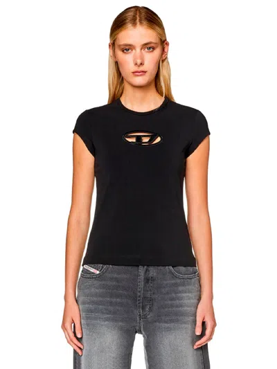 Diesel T-angie T-shirt In Stretch Cotton In Black