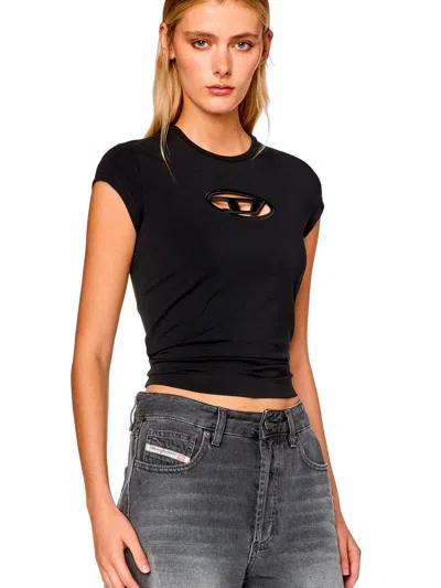 Diesel T-angie T-shirt In Stretch Cotton In Black