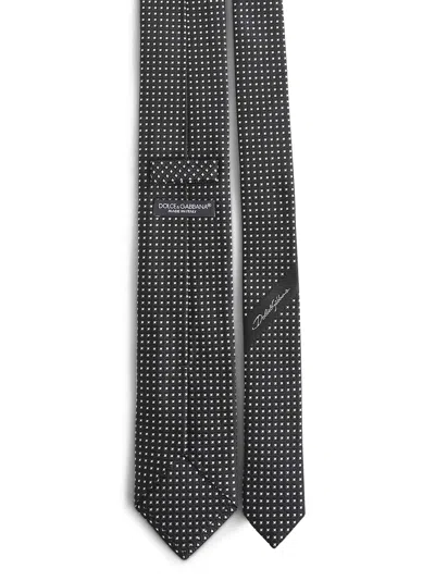 Dolce & Gabbana Men Black Jacquard Silk Martini Tie In Black