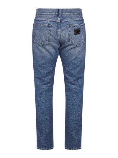 Dolce & Gabbana Distressed Finish Five-pocket Denim Jeans In Blue