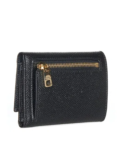 Dolce & Gabbana Women Black Dauphine Leather Wallet In Black
