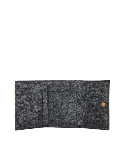 Dolce & Gabbana Women Black Dauphine Leather Wallet In Black