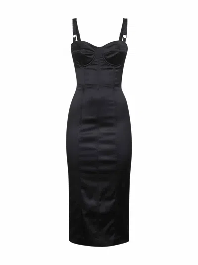 Dolce & Gabbana Silk Blend Dress Spaghetti Straps In Black