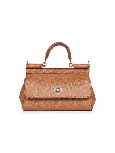 Dolce & Gabbana Women Caramel Small Sicily Handbag
