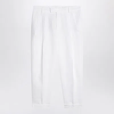 Dolce & Gabbana Linen Cropped Tailored Pants In White