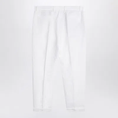 Dolce & Gabbana Linen Cropped Tailored Pants In White
