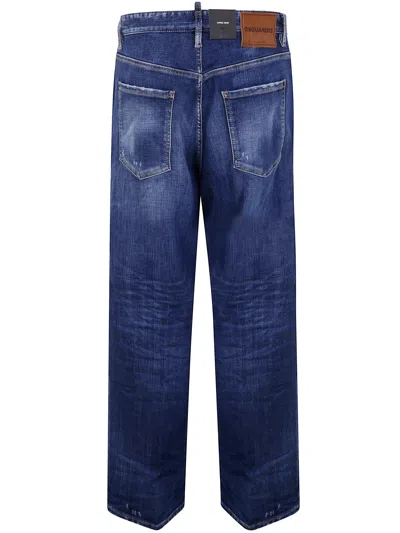 Dsquared2 Five Pocket Distressed Washed Trousers In Blue