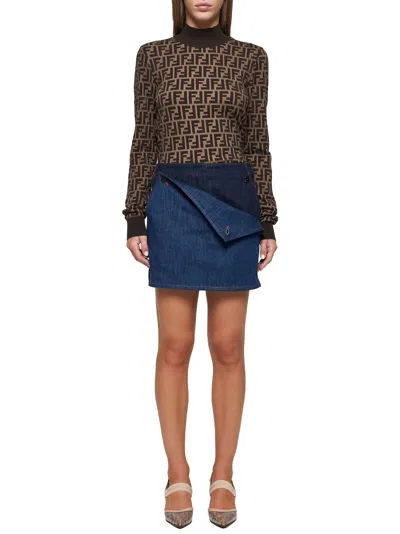Fendi Women Ff Cotton Sweater In Brown