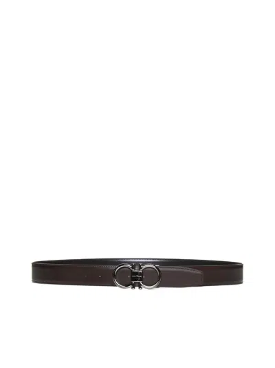 Ferragamo Men Reversible And Adjustable Gancini Belt In Black