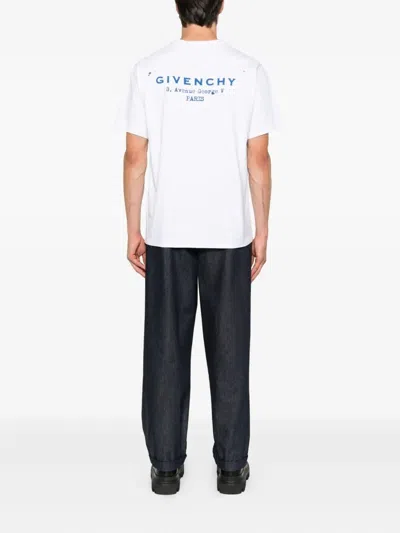 Givenchy Mens  Embroidered Brand-patch  Regular-fit Cotton T-shirt In White