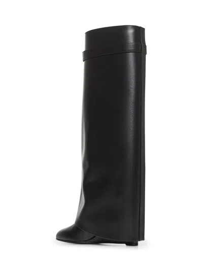 Givenchy Women Black Leather Shark Lock Boots In Black