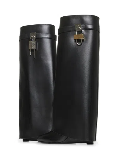 Givenchy Women Black Leather Shark Lock Boots In Black