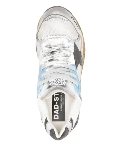 Golden Goose Men "running Dad" Mesh And Laminated Leather Upper Suede Star Laminated Leather Toe And