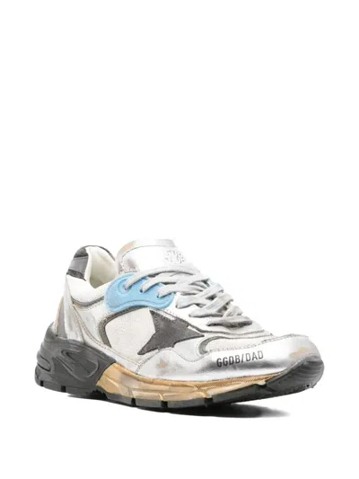Golden Goose Men "running Dad" Mesh And Laminated Leather Upper Suede Star Laminated Leather Toe And