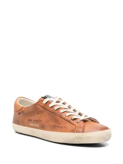 Golden Goose Men "super Star" Letaher Upper With Jorney Print Forated Star Sneakers