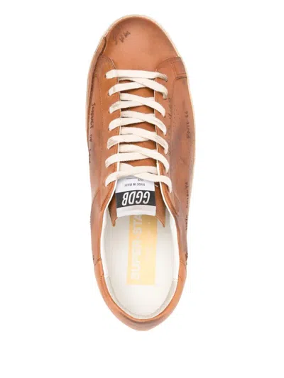 Golden Goose Men "super Star" Letaher Upper With Jorney Print Forated Star Sneakers