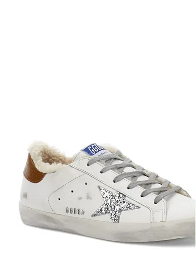 Golden Goose Women "super Star" Leather Upper Glitter Star Tejus Print Leather Heel Shearling Lining