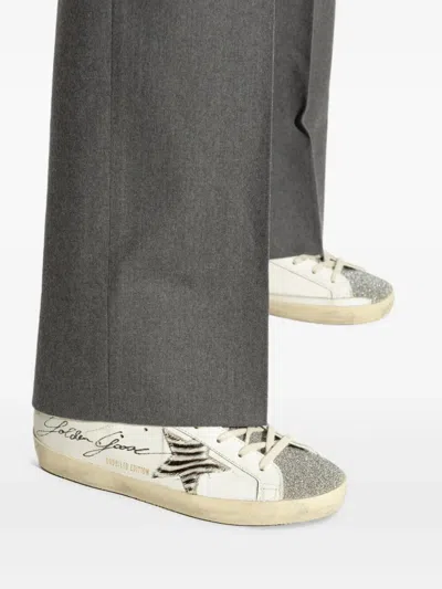 Golden Goose Crystal Toe And Tongue Zebra Star Sneakers In White