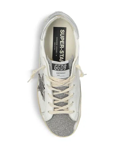 Golden Goose Crystal Toe And Tongue Zebra Star Sneakers In White