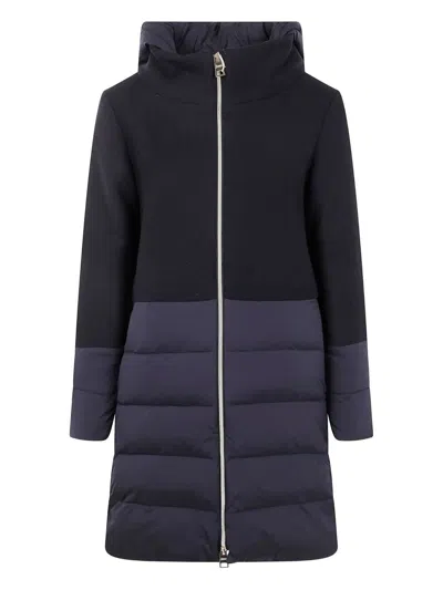 Herno Mix Fabric Medium Jacket In Blue