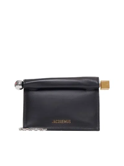 Jacquemus Women La Petite Pochette Rond Carre Nappa Leather Clutch Bag