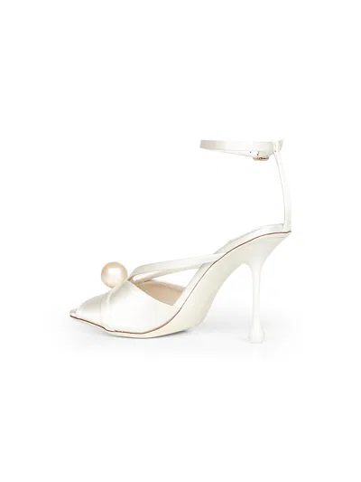 Jimmy Choo 95mm Siva Pearl-embellished Sandals In White